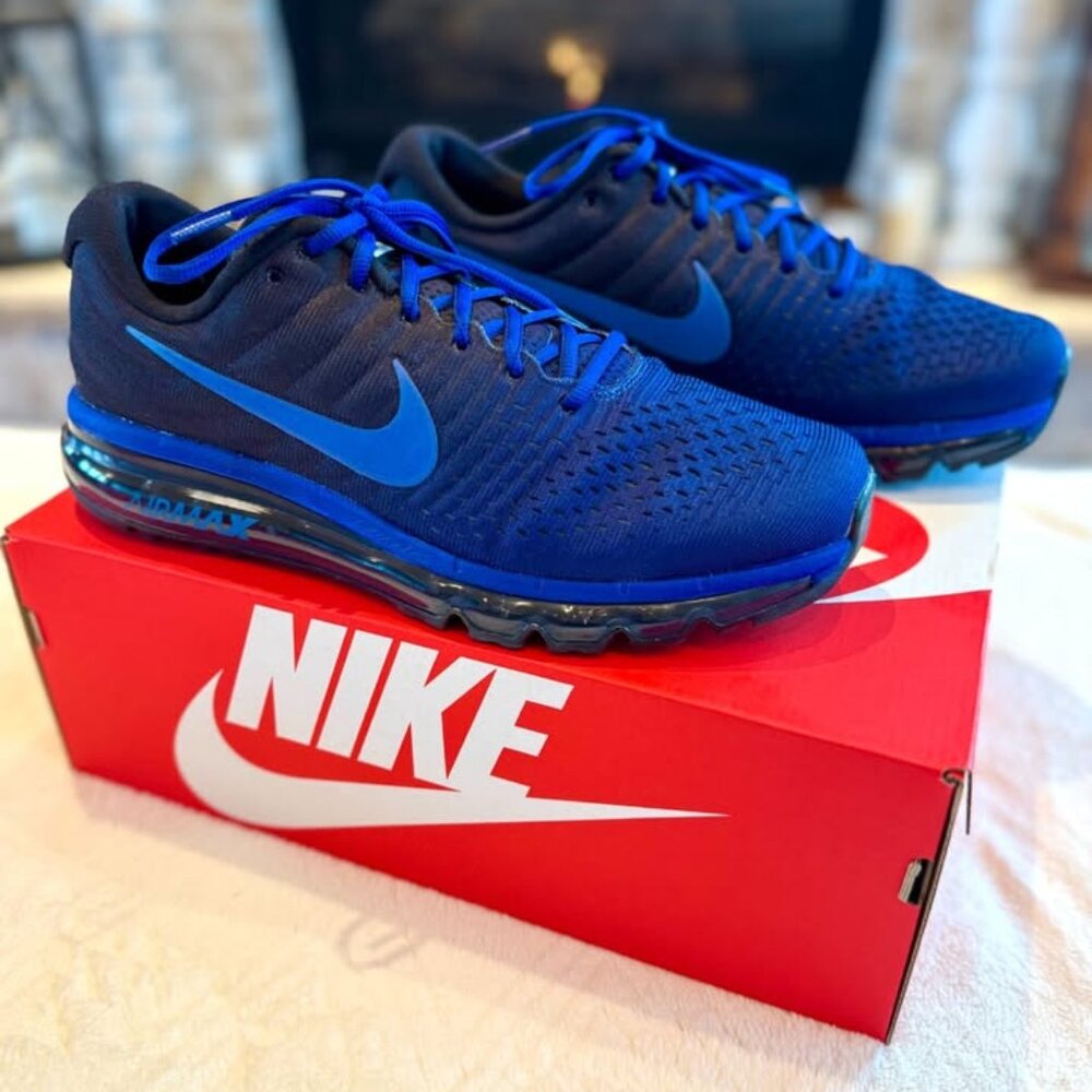 Men's Nike Air Max 2017 Running Training Shoes Deep Royal Blue Cobalt Men's Size